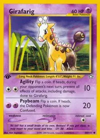A picture of the Girafarig Pokemon card from Neo Genesis