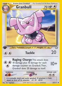 A picture of the Granbull Pokemon card from Neo Genesis