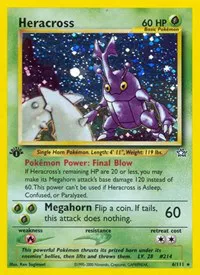 A picture of the Heracross Pokemon card from Neo Genesis