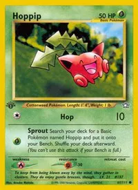 A picture of the Hoppip Pokemon card from Neo Genesis