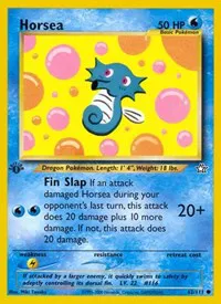 A picture of the Horsea Pokemon card from Neo Genesis