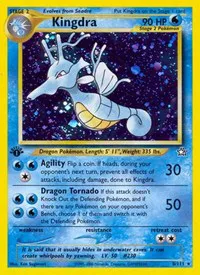 A picture of the Kingdra Pokemon card from Neo Genesis