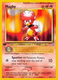 A picture of the Magby Pokemon card from Neo Genesis