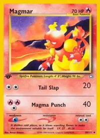 A picture of the Magmar Pokemon card from Neo Genesis