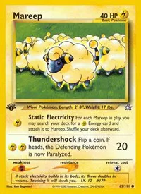A picture of the Mareep Pokemon card from Neo Genesis