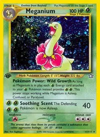 A picture of the Meganium Pokemon card from Neo Genesis