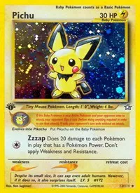 A picture of the Pichu Pokemon card from Neo Genesis