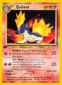 A picture of the Quilava Pokemon card from Neo Genesis
