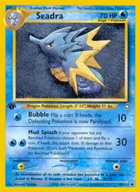 A picture of the Seadra Pokemon card from Neo Genesis