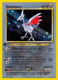 A picture of the Skarmory Pokemon card from Neo Genesis