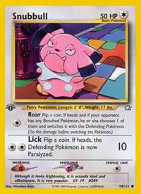 A picture of the Snubbull Pokemon card from Neo Genesis