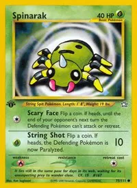 A picture of the Spinarak Pokemon card from Neo Genesis