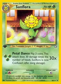 A picture of the Sunflora Pokemon card from Neo Genesis