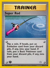 A picture of the Super Rod Pokemon card from Neo Genesis