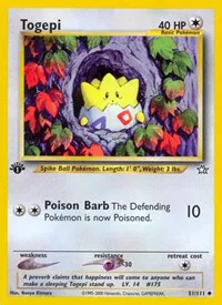 A picture of the Togepi Pokemon card from Neo Genesis