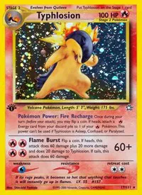 A picture of the Typhlosion Pokemon card from Neo Genesis