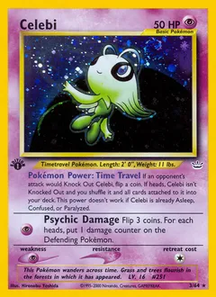 A picture of the Celebi Pokemon card from Neo Revelation