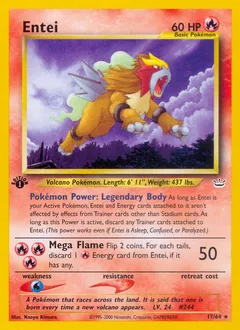 A picture of the Entei Pokemon card from Neo Revelation