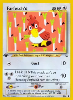 A picture of the Farfetch'd Pokemon card from Neo Revelation