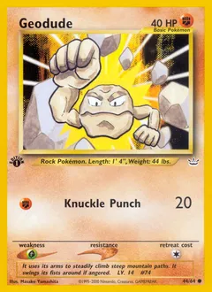 A picture of the Geodude Pokemon card from Neo Revelation