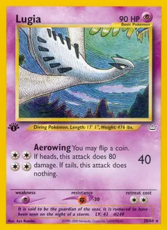 A picture of the Lugia Pokemon card from Neo Revelation