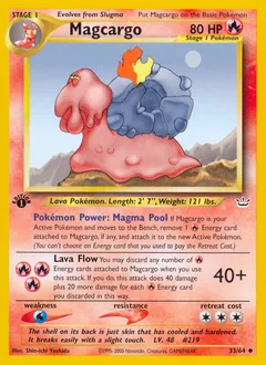 A picture of the Magcargo Pokemon card from Neo Revelation