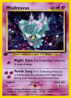 A picture of the Misdreavus Pokemon card from Neo Revelation