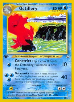 A picture of the Octillery Pokemon card from Neo Revelation