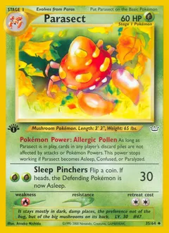 A picture of the Parasect Pokemon card from Neo Revelation