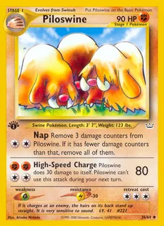 A picture of the Piloswine Pokemon card from Neo Revelation