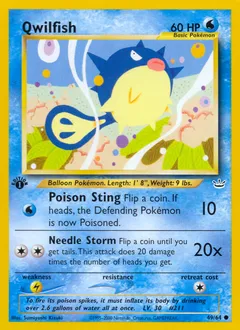 A picture of the Qwilfish Pokemon card from Neo Revelation