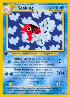 A picture of the Seaking Pokemon card from Neo Revelation