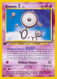 A picture of the Unown [B] Pokemon card from Neo Revelation