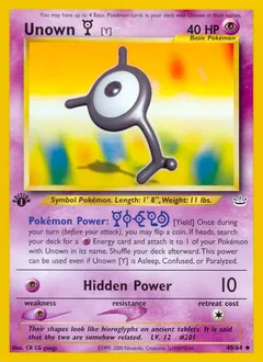 A picture of the Unown [Y] Pokemon card from Neo Revelation