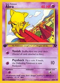 A picture of the Abra Pokemon card from Team Rocket