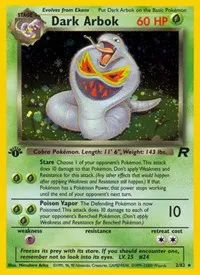 A picture of the Dark Arbok Pokemon card from Team Rocket