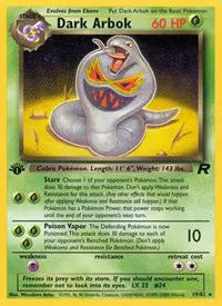 A picture of the Dark Arbok Pokemon card from Team Rocket