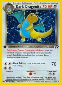 A picture of the Dark Dragonite Pokemon card from Team Rocket