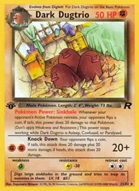 A picture of the Dark Dugtrio Pokemon card from Team Rocket