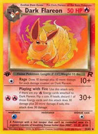 A picture of the Dark Flareon Pokemon card from Team Rocket