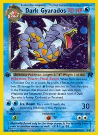 A picture of the Dark Gyarados Pokemon card from Team Rocket