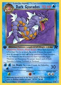 A picture of the Dark Gyarados Pokemon card from Team Rocket