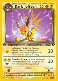 A picture of the Dark Jolteon Pokemon card from Team Rocket