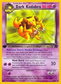 A picture of the Dark Kadabra Pokemon card from Team Rocket