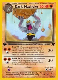 A picture of the Dark Machoke Pokemon card from Team Rocket