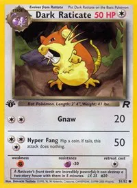 A picture of the Dark Raticate Pokemon card from Team Rocket