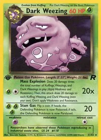 A picture of the Dark Weezing Pokemon card from Team Rocket