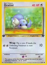 A picture of the Dratini Pokemon card from Team Rocket