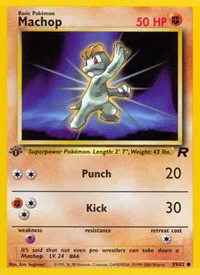 A picture of the Machop Pokemon card from Team Rocket