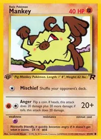 A picture of the Mankey Pokemon card from Team Rocket
